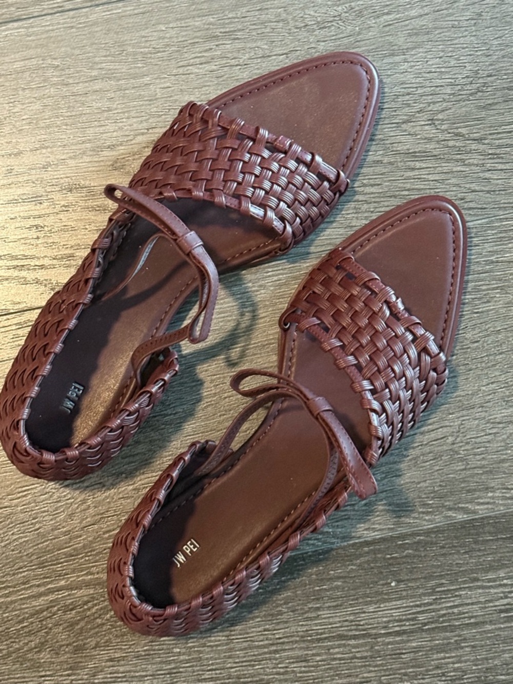 JW PEI Woven Pointed-Toe Flats in Dark Brown